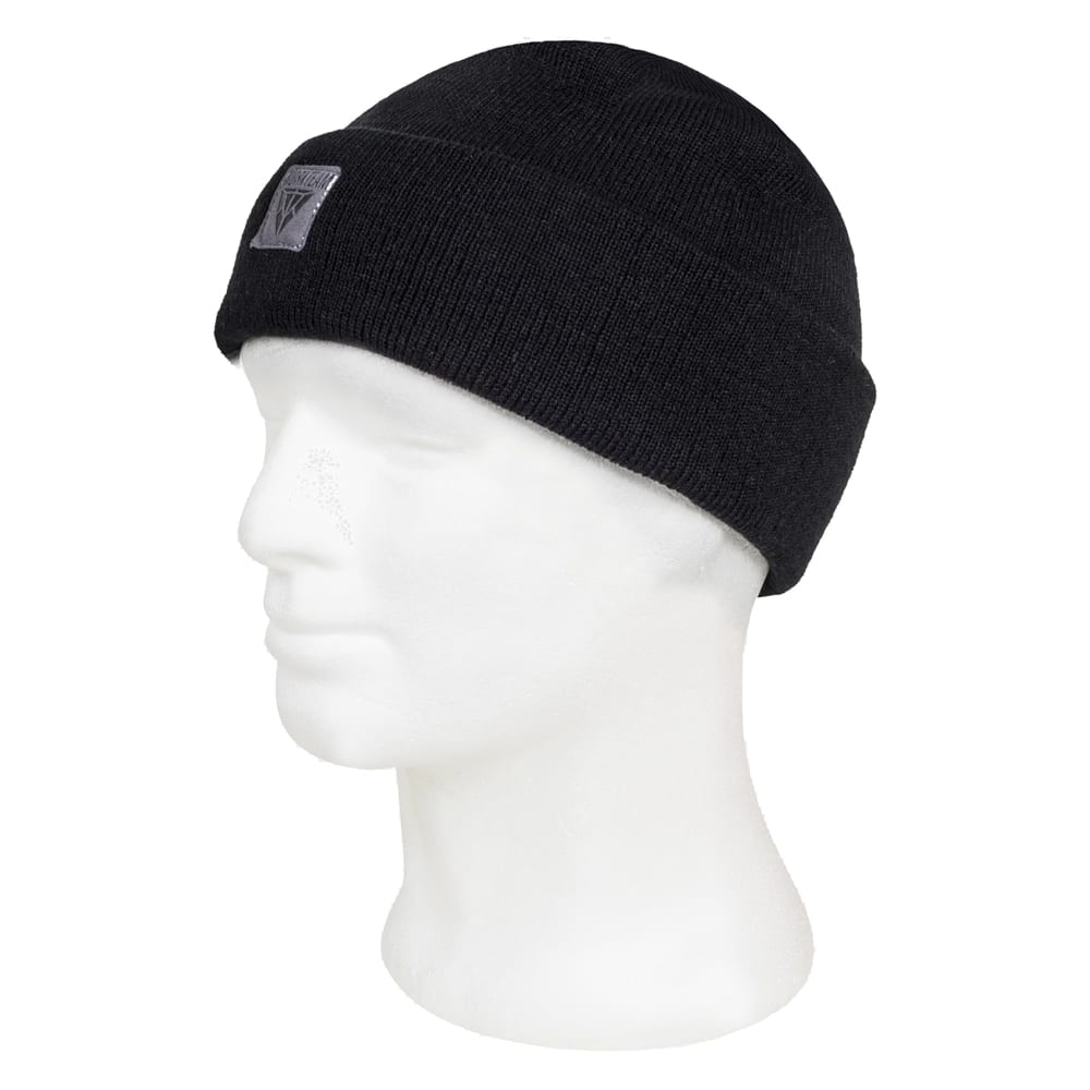 Bonnet en tricot avec revers - Noir, Unique