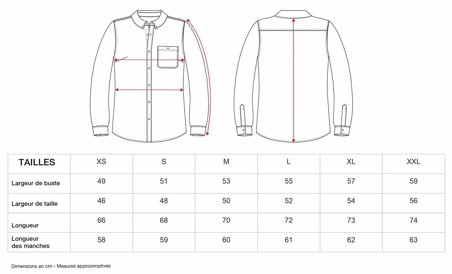 Chemise-travail-femme-jean-guide-tailles Chemise de travail femme en jean guide des tailles