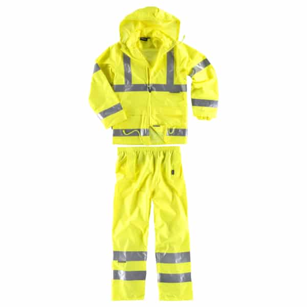 Ensemble de pluie fluo jaune bandes réfléchissantes