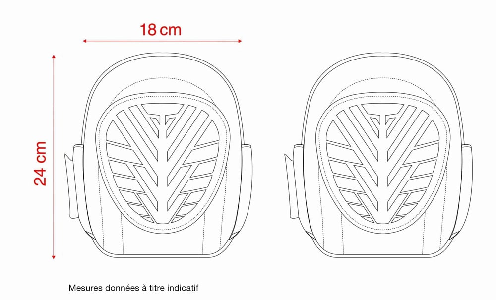 Genouillères de protection en gel EN14404 dimensions