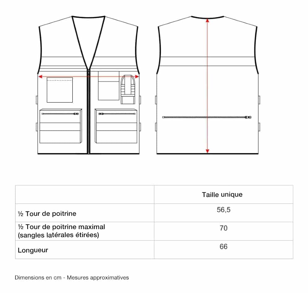 Gilet sans manche fluo guide des tailles