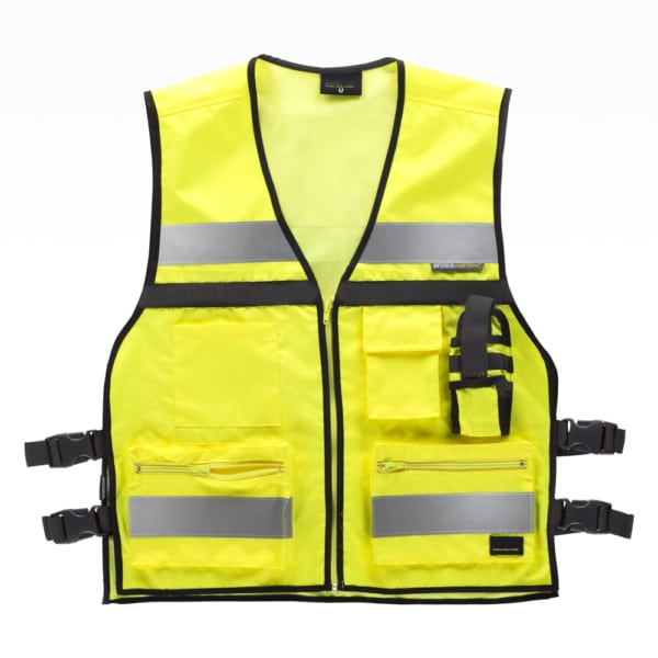 Gilet sans manche jaune fluo avec bandes réfléchissantes