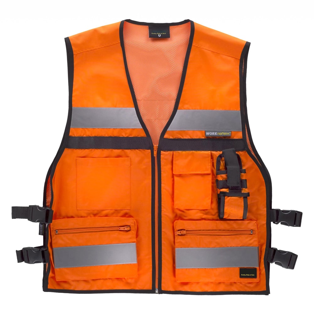 Gilet fluo sans manche avec bandes réfléchissantes - Orange HV, Unique