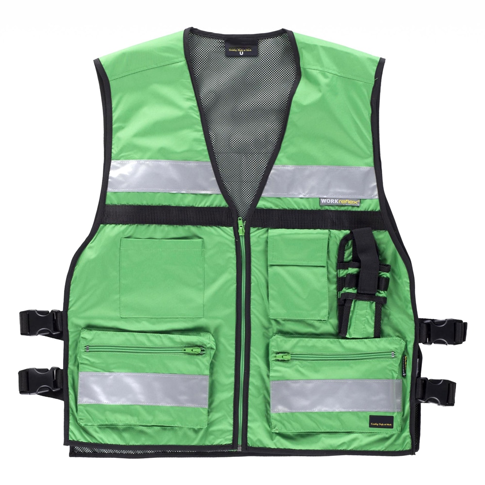 Gilet fluo sans manche avec bandes réfléchissantes - Vert, Unique