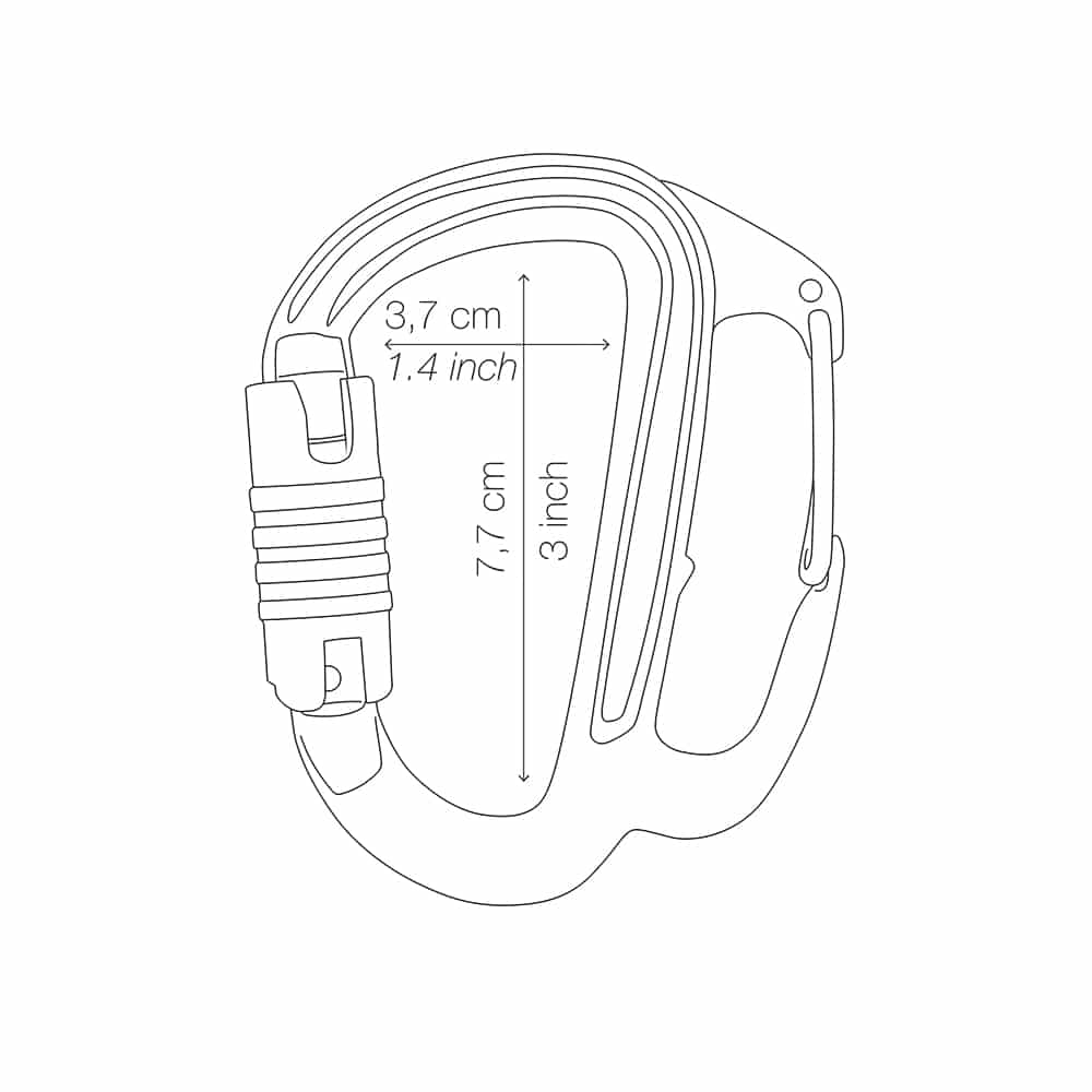 Dimension mousqueton sécurité FREINO Z avec ergot Petzl