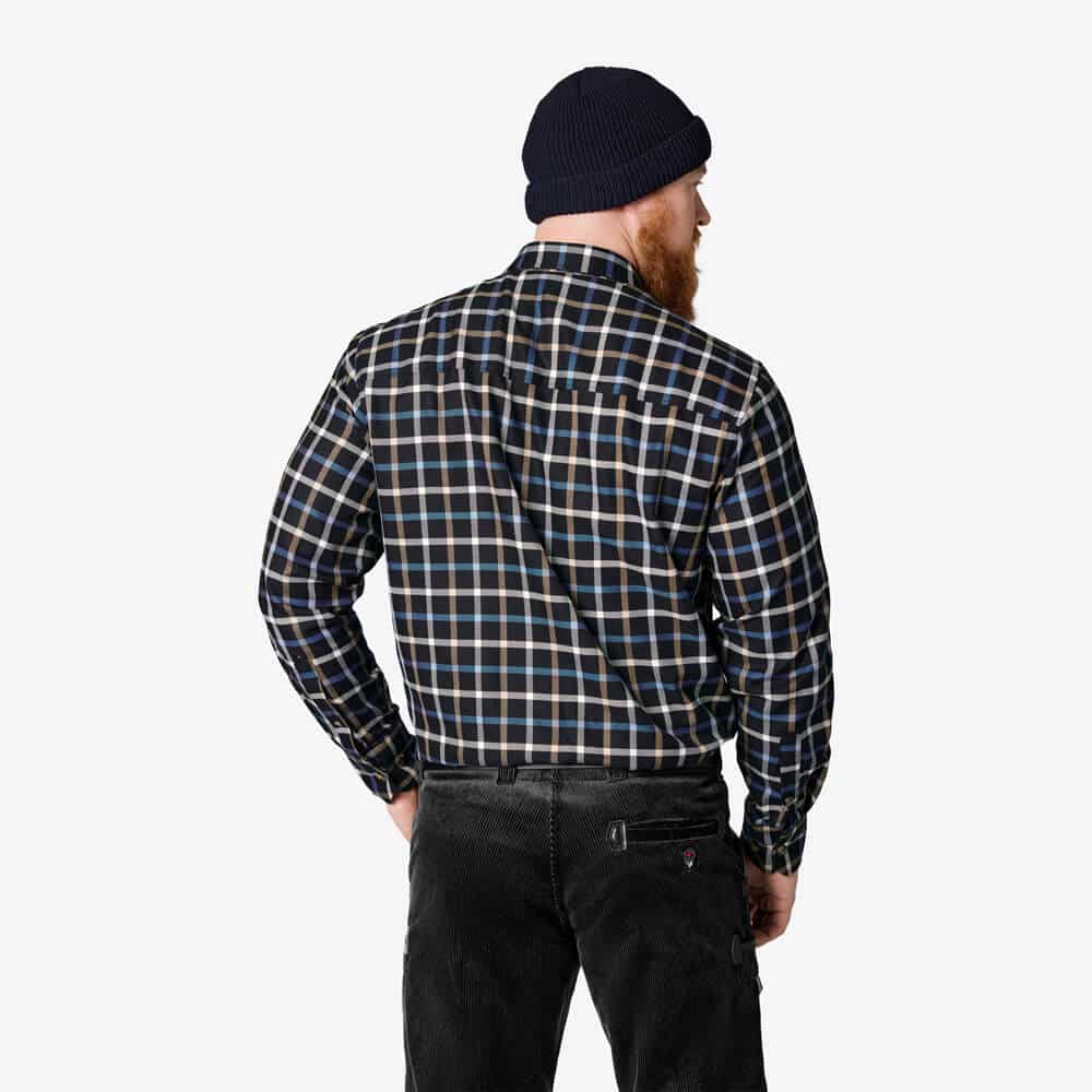 Chemise de travail homme à carreaux vue de dos FHB Alois marine