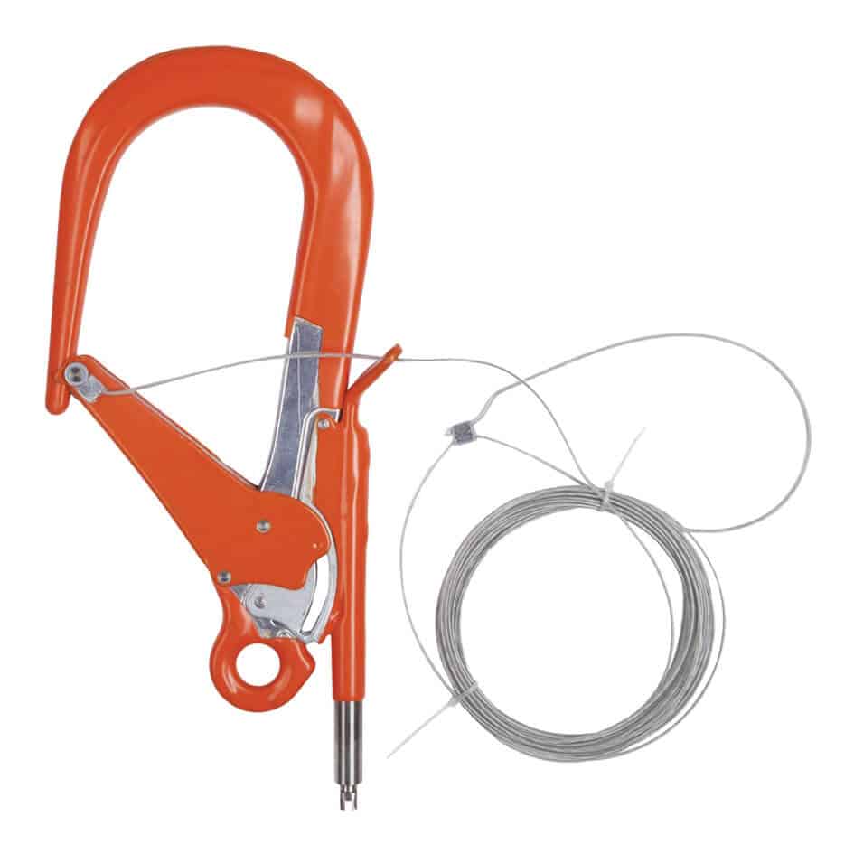 Mousqueton-deverrouillage-distance-cordiste Mousqueton avec déverrouillage à distance pour cordiste