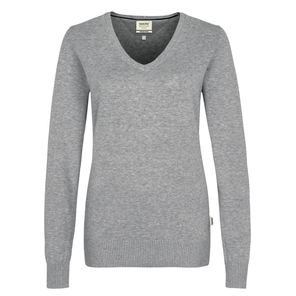 Pull col V femme - Gris chiné 015, S