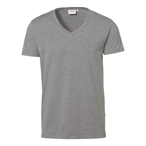 T-shirt coton col V Hakro gris