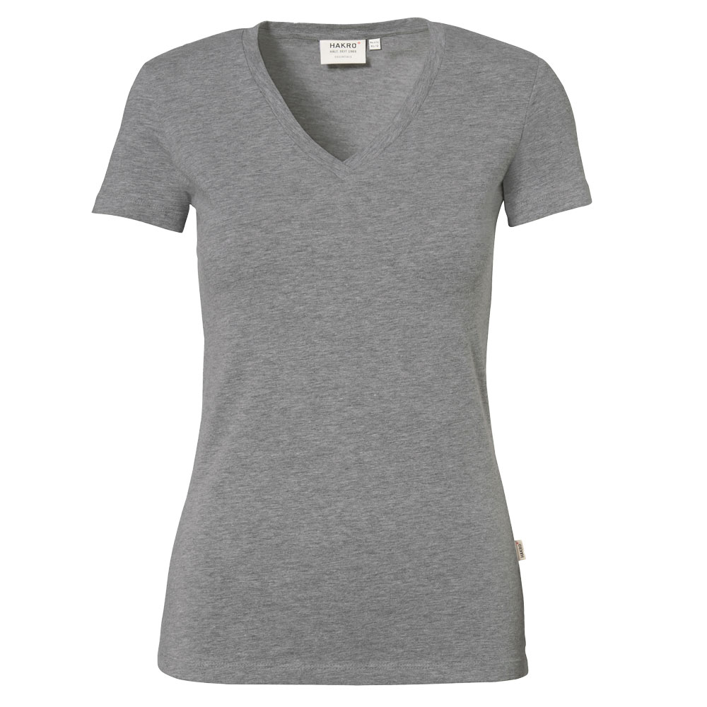 T-shirt col V femme STRETCH - Gris chiné 015, S