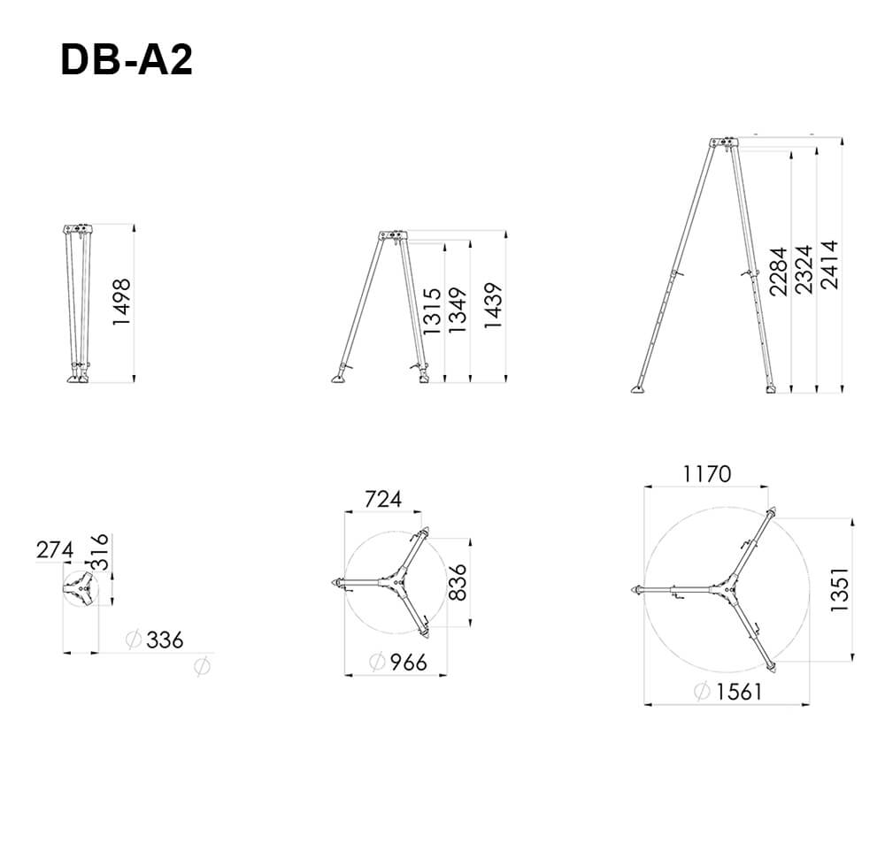 Trépied aluminium EN 795-B dimensions